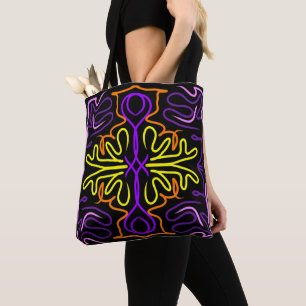 Tote Bag Conception Abstraite violet, jaune, orange et rose
