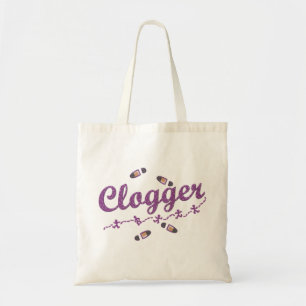 Tote Bag Conception cursive pourpre de danse de Clogger