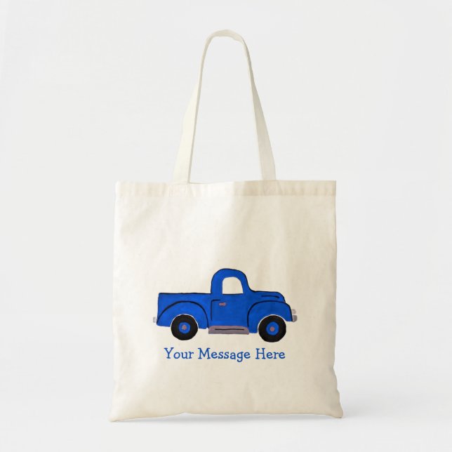 Tote Bag Conception de Camion bleu peint à la main Fourre-t (Devant)