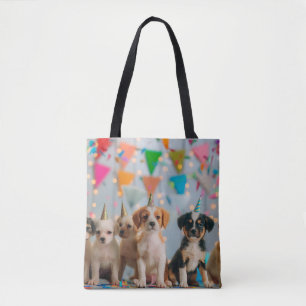 Tote Bag Conception de célébration d'anniversaire de chiots