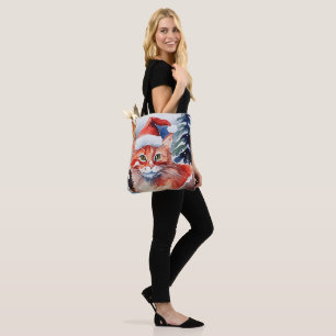 Tote Bag Conception de chat de Noël personnalisé, cadeau de