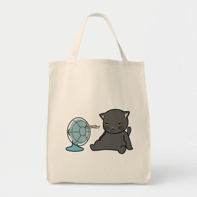 Tote Bag conception de chats d'été devant ventilateur | con (Devant)