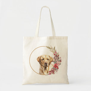 Tote Bag Conception de chien floral à l'aquarelle pour Noël