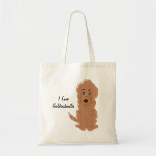 Tote Bag Conception de chien Goldendoodle rouge