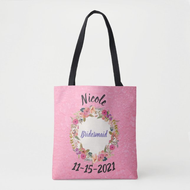 Tote Bag Conception de courroies florales de Bridesmaid (Devant)