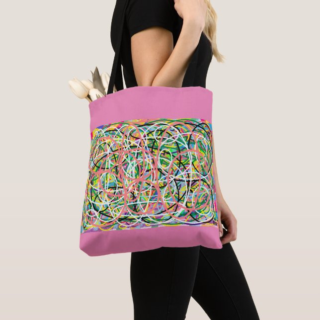 Tote Bag Conception de deux cercles roses mignons (De près)