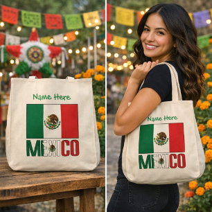 Tote Bag Conception de drapeau du Mexique personnalisée