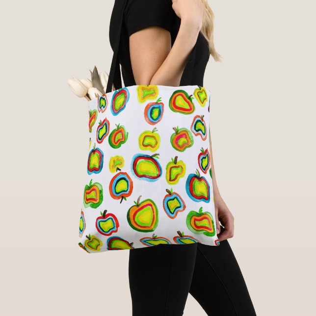 Tote Bag Conception de fruit d'aquarelle pomme funky (De près)