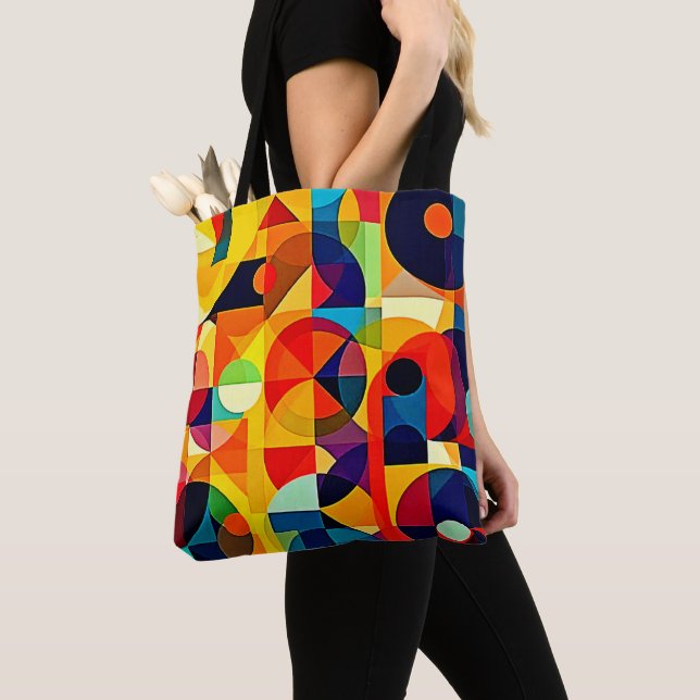 Tote Bag Conception de géométrie de couleur Bauhaus (De près)
