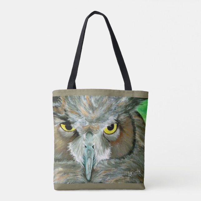 Tote Bag Conception de hibou : (Teal/Taupe) Fourre-tout (Dos)
