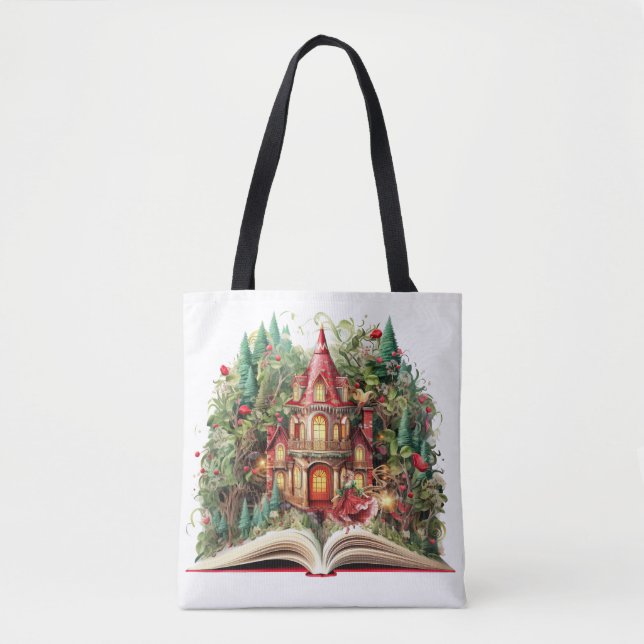 Tote Bag Conception de livres de Noël festifs (Devant)
