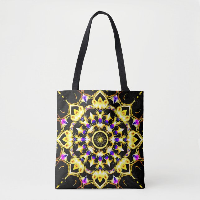 Tote Bag Conception de mandala orné vibrant (Devant)