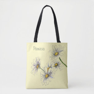 Tote Bag Conception de marguerite à l'aquarelle jaune beurr
