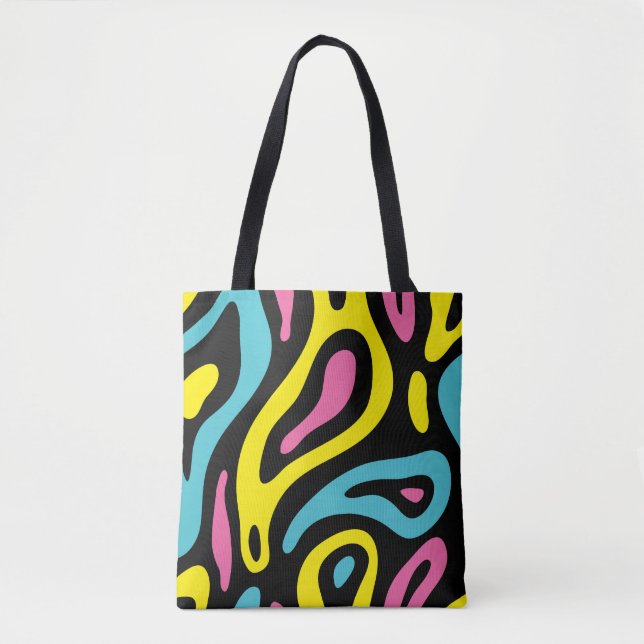 Tote Bag Conception de Memphis brillamment colorée (Devant)