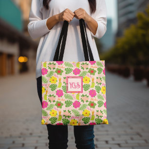 Tote Bag Conception de monogramme de Hula hawaïenne joueuse