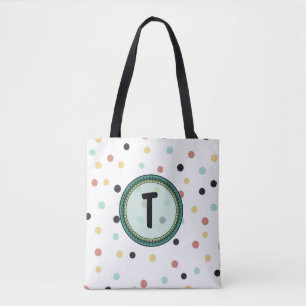 Tote Bag Conception de monogramme Polka-Dot moderne