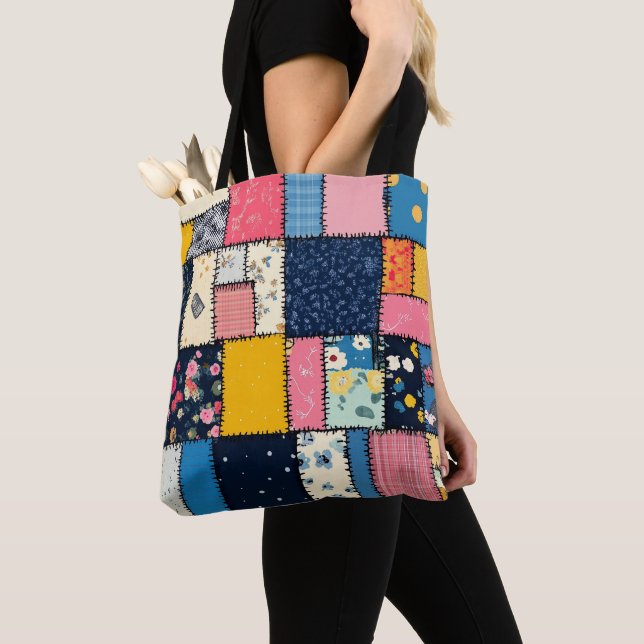 Tote Bag Conception de Patchwork adorable, Motif Joueur (De près)