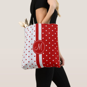 Tote Bag Conception de points Polka rouges et blancs