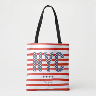 Tote Bag Conception de rouge de NYC  , blanche et bleue