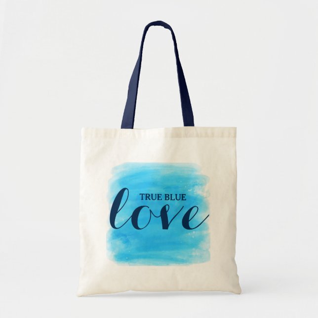 Tote Bag Conception de texte True Blue Love (Devant)