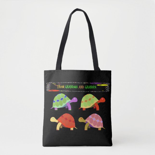 Tote Bag Conception de tortue colorée de grands-parentsTote (Devant)