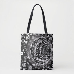 Tote Bag Conception de tunnel floral noir et blanc