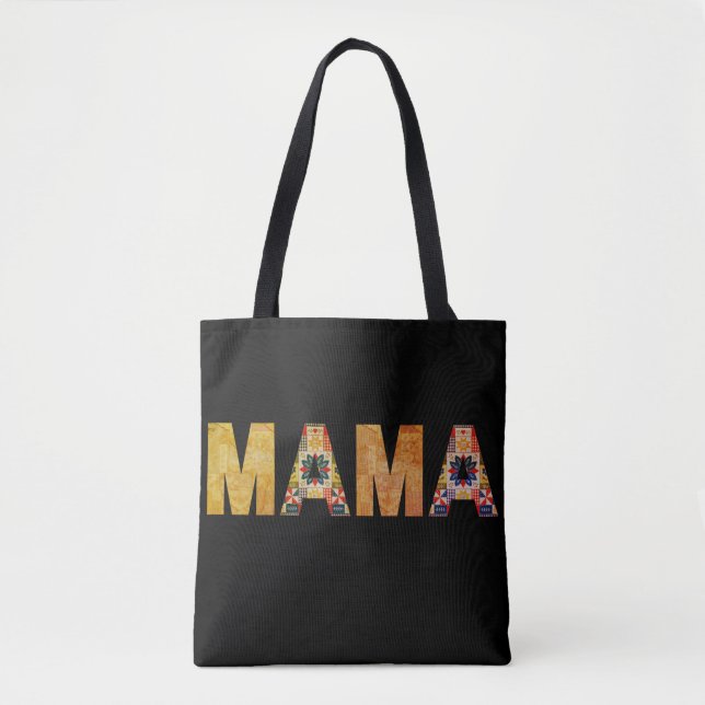 Tote Bag Conception de typographie Mama Patchwork (Devant)