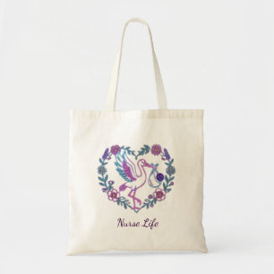 Tote Bag Conception de Vie d'Infirmière aux Oiseaux Floraux