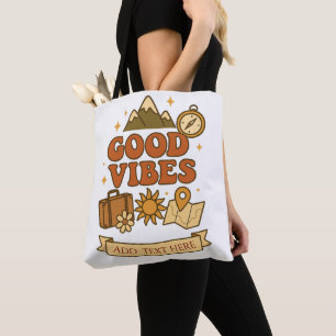 Tote Bag Conception de voyage Good Vibes – Texte modifiable