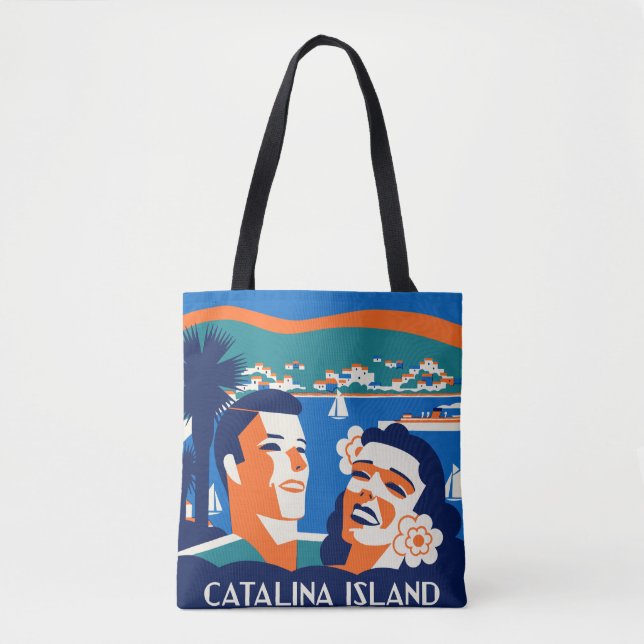 Tote Bag conception d'étiquette de bagage d'île de Catalina (Devant)