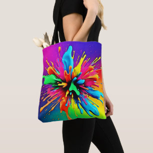 Tote Bag Conception d'explosion de peinture vibrante