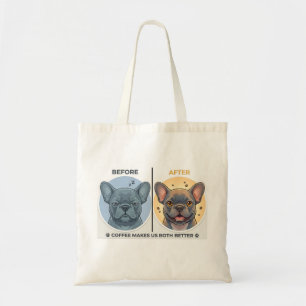 Tote Bag Conception drôle de Bulldog français avant après l