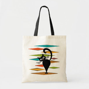 Tote Bag Conception du chat noir du milieu du siècle