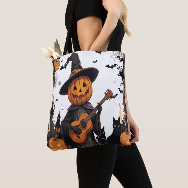 Tote Bag Conception du Citrouille Ghost (De près)