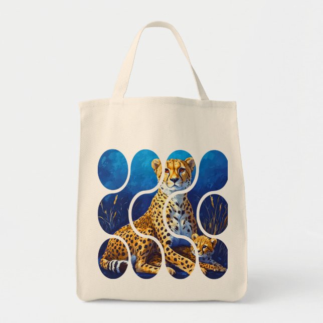 Tote Bag Conception faune mère et petit guépard (Devant)