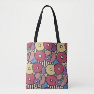 Tote Bag conception florale d'art déco vintage, colorée