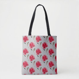 Tote Bag conception florale de chrysanthème rouge