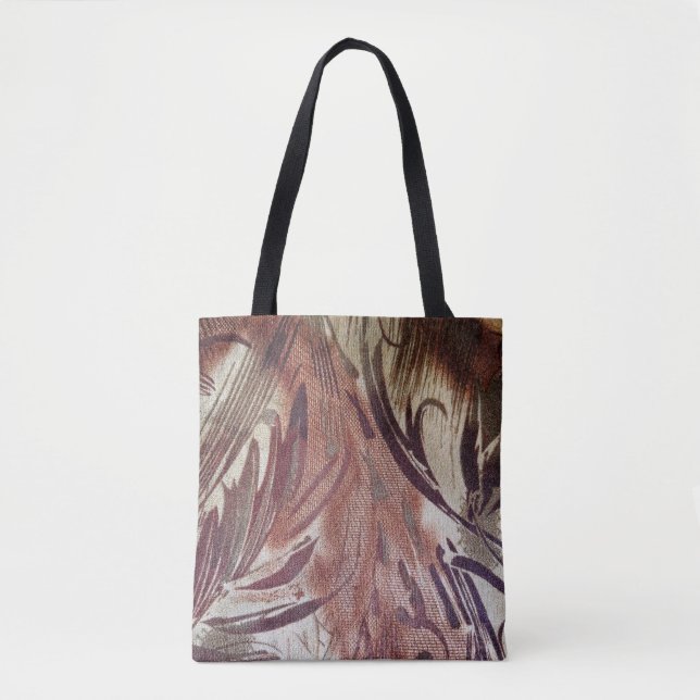 Tote Bag Conception florale marron abstraite 2 (Devant)