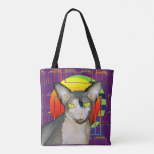 Tote Bag Conception folle de chat avec le chat de Sphynx et