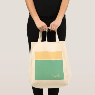 Tote Bag Conception géométrique, jaune pâle et Turquoise, n