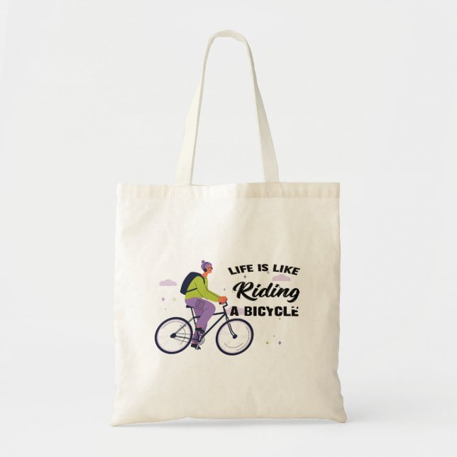 Tote Bag Conception graphique de la durée de vie du vélo (Devant)