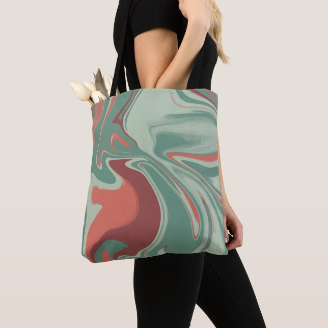 Tote Bag Conception graphique vert orange  (De près)