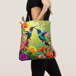 Tote Bag Conception magique de colibri aux tons bijoux