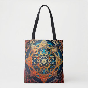 Tote Bag Conception Mandala Ornat avec Motifs géométriques