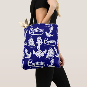 Tote Bag Conception nautique d'ancre de voilier capitaine