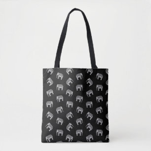 Tote Bag Conception noire et blanche de rétro d'éléphant