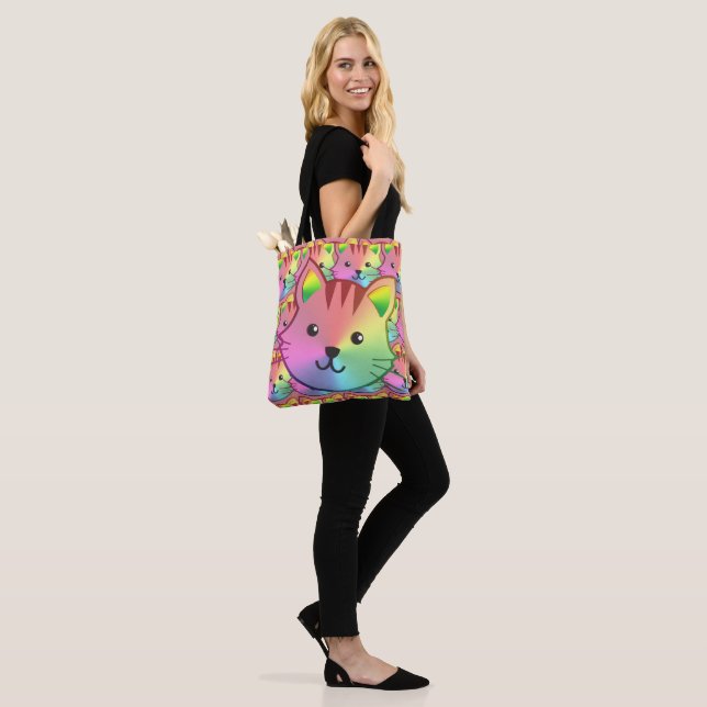Tote Bag Conception personnalisée de chats Rainbow | Person (Sur le modèle)