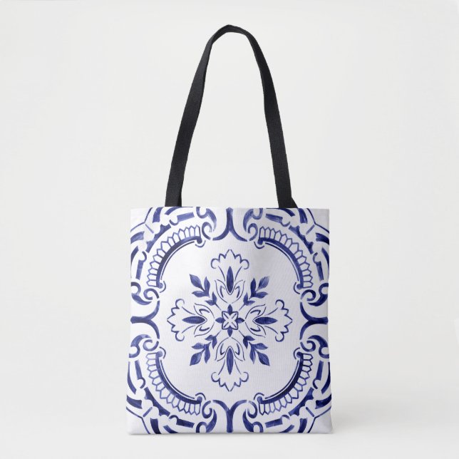 Tote Bag Conception unique de tuile portugaise (Devant)