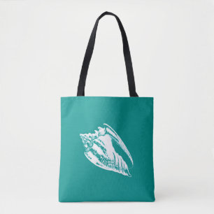 Tote Bag Conch Shell - turquoise et blanche