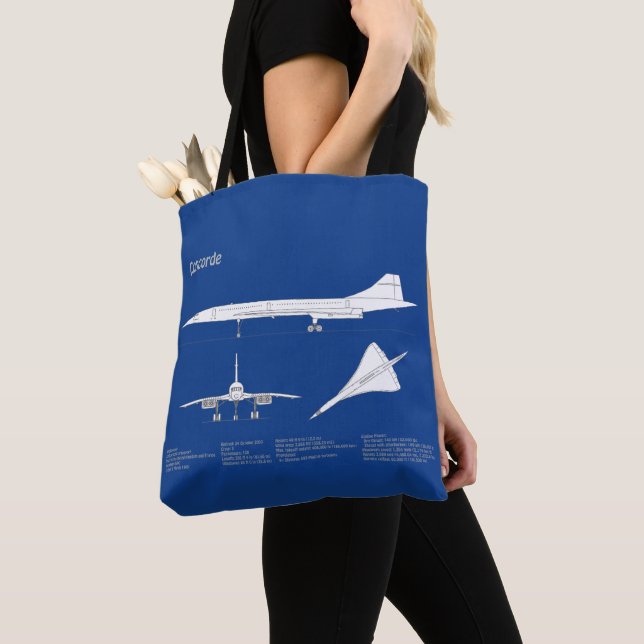 Tote Bag Concorde - Plan de dessin plan d'avion ABD (De près)